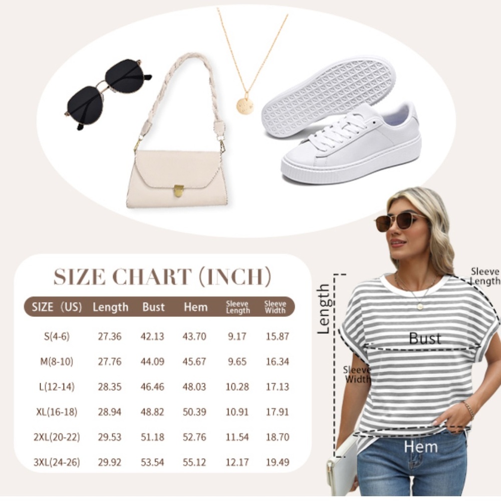 Womens Summer Tops Outfits Spring Casual Dressy T Shirts Workout B&W Striped - Picture 6 of 6